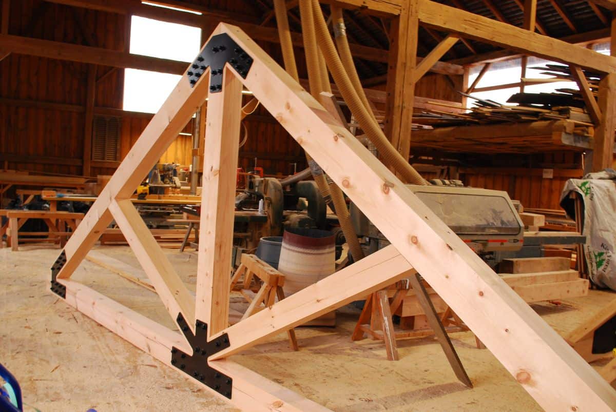 Structural Pine truss with gusset plates